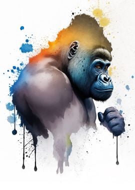 Watercolor Gorilla