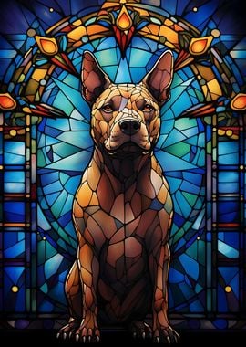 Pit bull dog Stained Glass