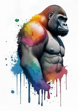 Watercolor Gorilla