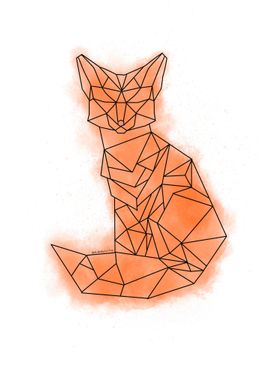 Fox geometric watercolor