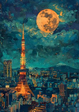 Tokyo Tower Japan Painting