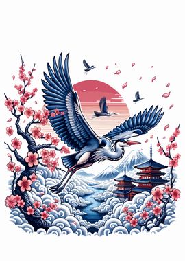 Cranes Bird Ukiyo e