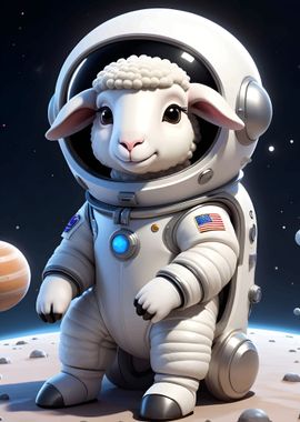 Cute astronaut sheep