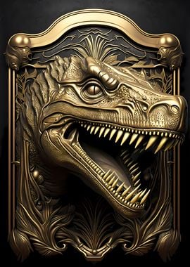 Golden T Rex Dinosaur Art