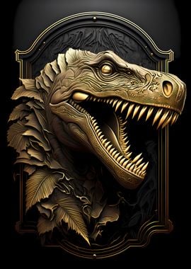 Golden Dinosaur Art Deco