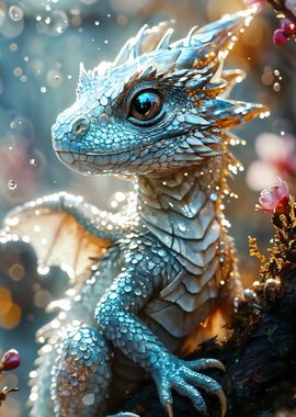 White magical baby dragon