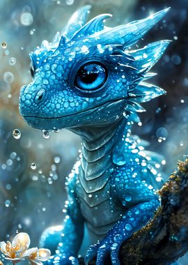 Ice blue baby dragon