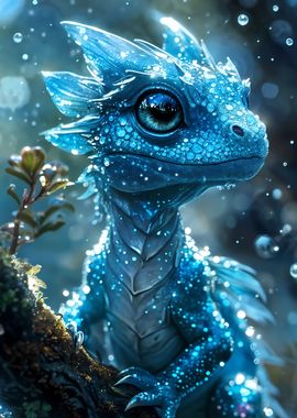 Icy blue baby dragon