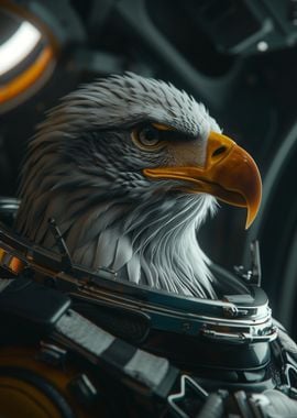 Bald eagle in a space suit