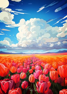 Tulip Fields Oil Painting