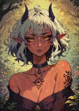 Anime Tiefling Autumn Girl