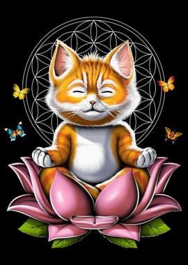 Cute Kawaii Cat Meditation