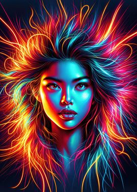 Luminous Neon Hair Art