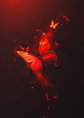 Neon Red Butterflies