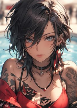 Tattoo Girl Pool Sunny Day