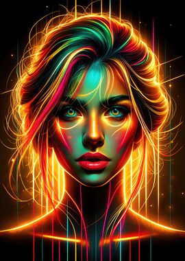 Neon Lights Portrait Art