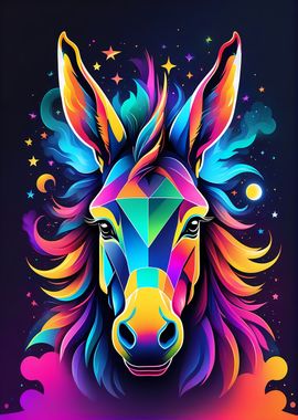 Neon Colorful Donkey