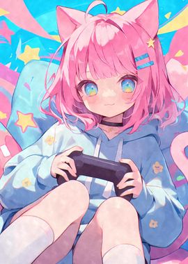 Pastel Chibi Gamer Girl