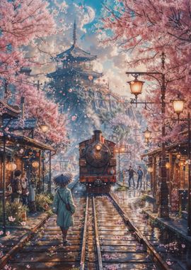 Japan Cherry Blossom Train