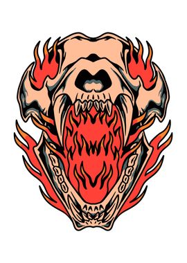 flaming tiger skull