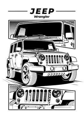 Jeep Wrangler Black White