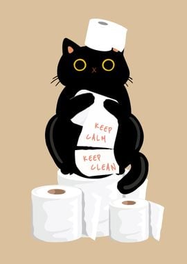 Cat funny toilet