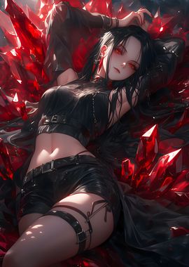 Anime girl Red crystals