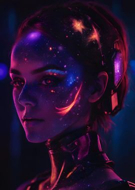 Woman with universe tattoo