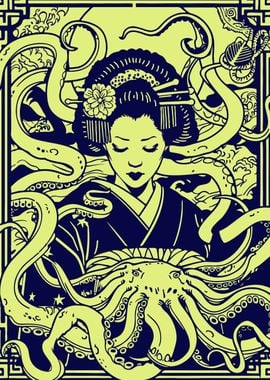 Geisha with yokai tentacle