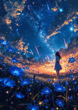 Blue flower and starlight