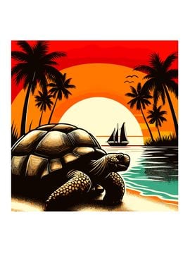 Retro Galapagos Tortoise