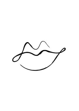 Sexy Woman Lip Line Art