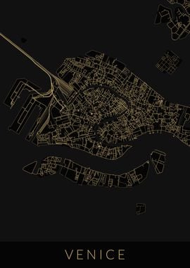 Venice Map Black Gold