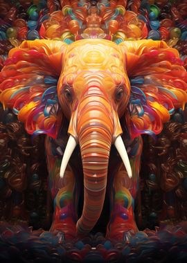 Elephant in rainbow colors