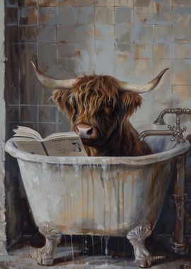 Highland Cow Bathtub Book