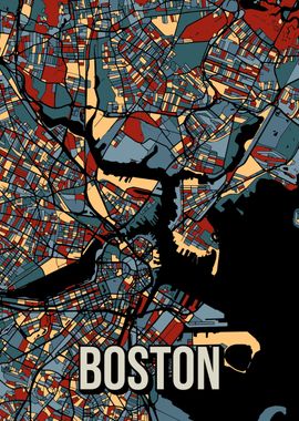 Boston Earthtone City Map