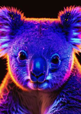 Blacklight Koala Portrait