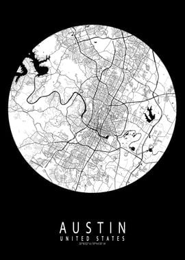 Austin City Map USA Moon