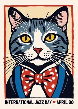 Jazz Day Cat Poster