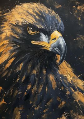 Gold Black Eagle Painting