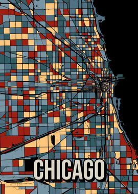 Chicago Earthtone City Map