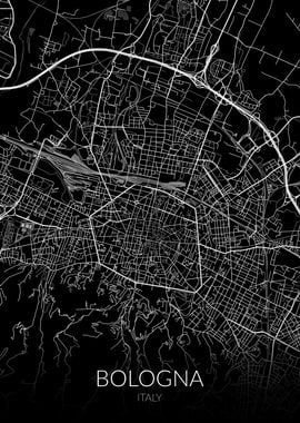 Bologna Black White Map