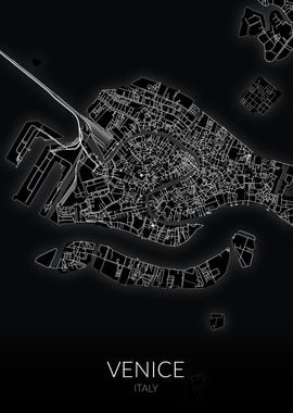 Venice Black White Map