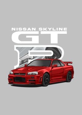 Nissan r34 Skyline red