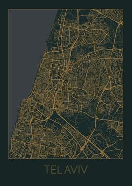 Tel Aviv Gray Orange Map