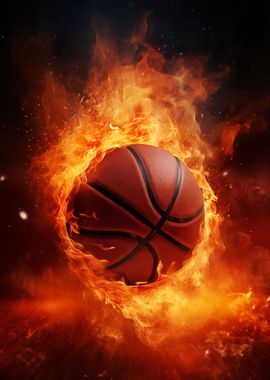 Basketball Ball on fire