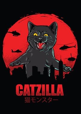 Catzilla Funny Print