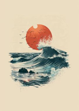 Vintage Ocean Sunset