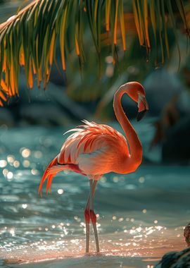 Flamingo with palm 