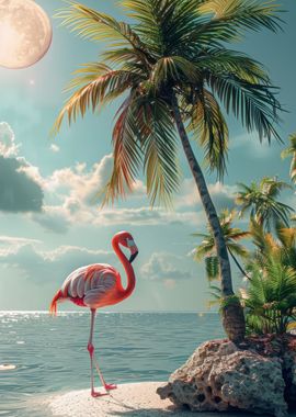 Flamingo with palm 